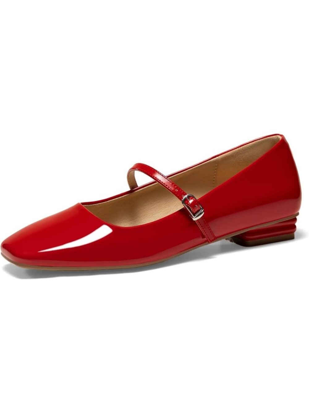GotSoft Women's Red Rubber Faux Leather Closed Toe Buckle Slip On Classy Shoes